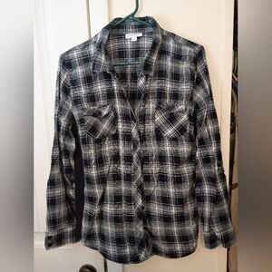 Fashion Bug Monochrome Plaid Button Up Shirt